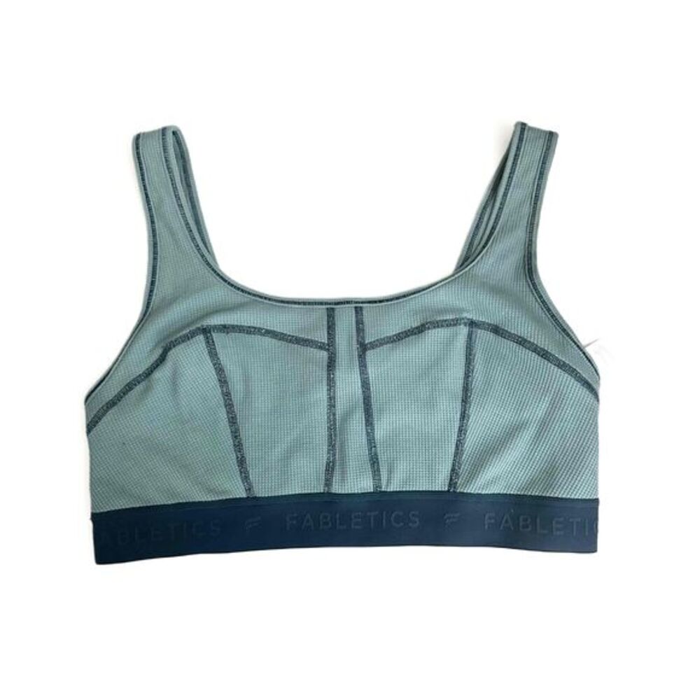 Fabletics Sports Bra Womens Size Large Green Racerback Mesh Paneling